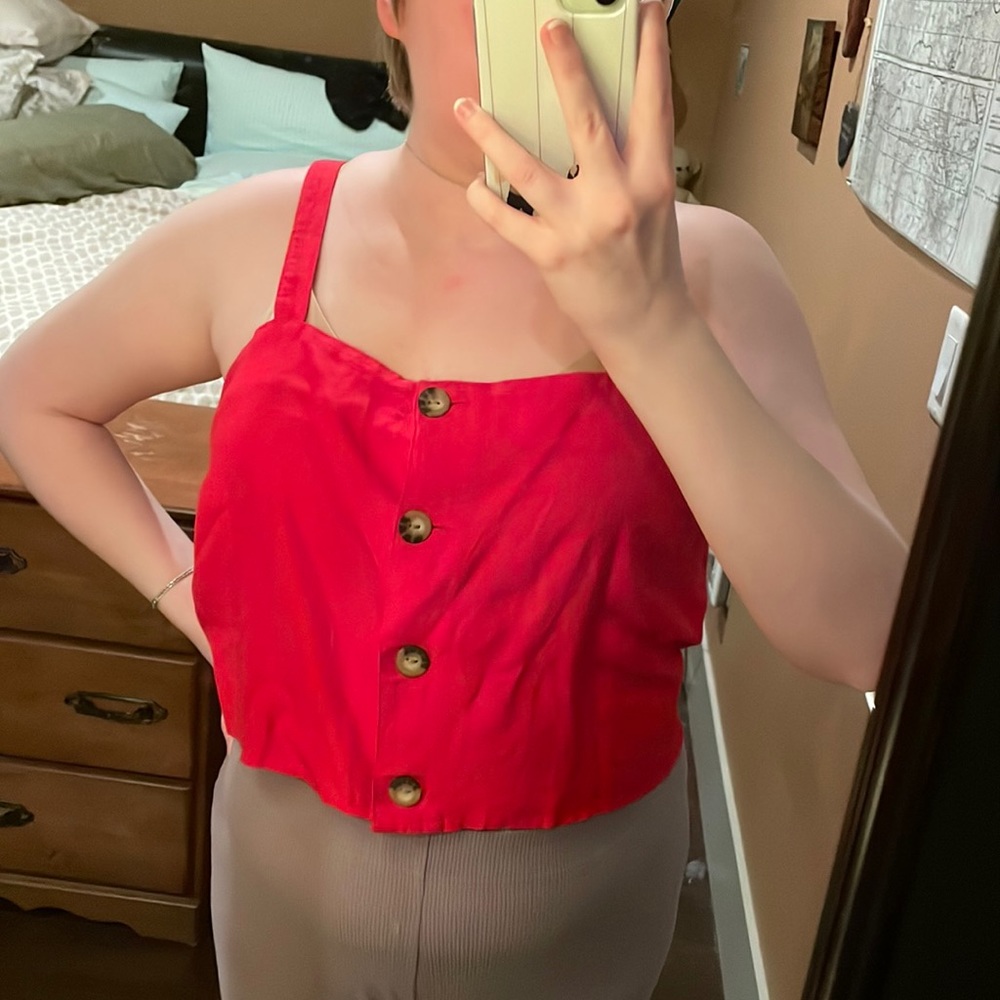 Red Cropped Tank Top